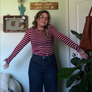 Red and White Striped Long Sleeve